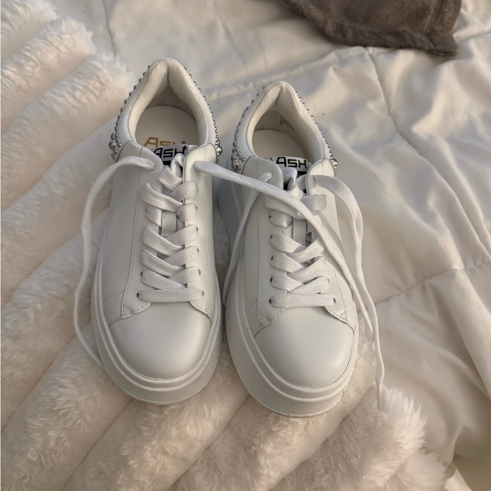 Ash White Platform Sneakers with Studded Heel
